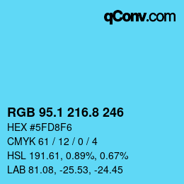 Color code: RGB 95.1 216.8 246 | qconv.com