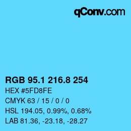 Color code: RGB 95.1 216.8 254 | qconv.com