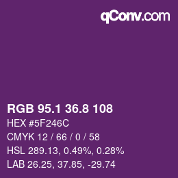 カラーコード: RGB 95.1 36.8 108 | qconv.com