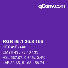 カラーコード: RGB 95.1 36.8 166 | qconv.com