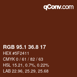 カラーコード: RGB 95.1 36.8 17 | qconv.com