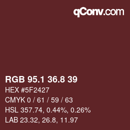 Color code: RGB 95.1 36.8 39 | qconv.com