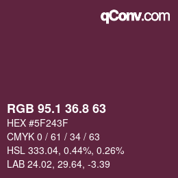 Color code: RGB 95.1 36.8 63 | qconv.com