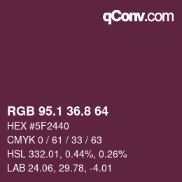 Color code: RGB 95.1 36.8 64 | qconv.com