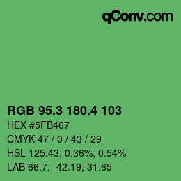 カラーコード: RGB 95.3 180.4 103 | qconv.com