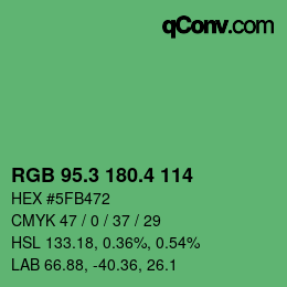 カラーコード: RGB 95.3 180.4 114 | qconv.com