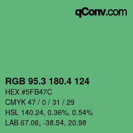 カラーコード: RGB 95.3 180.4 124 | qconv.com