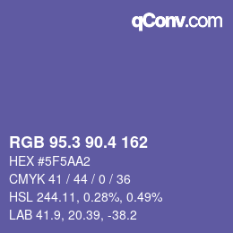 カラーコード: RGB 95.3 90.4 162 | qconv.com