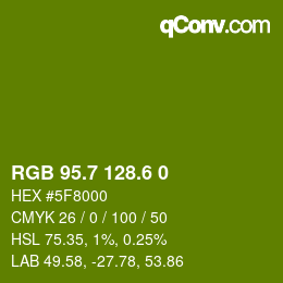 カラーコード: RGB 95.7 128.6 0 | qconv.com