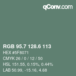 カラーコード: RGB 95.7 128.6 113 | qconv.com