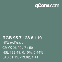 カラーコード: RGB 95.7 128.6 119 | qconv.com