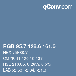 カラーコード: RGB 95.7 128.6 161.6 | qconv.com