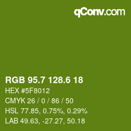 カラーコード: RGB 95.7 128.6 18 | qconv.com