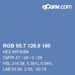 カラーコード: RGB 95.7 128.6 180 | qconv.com