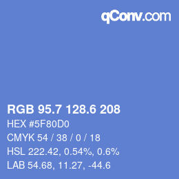 カラーコード: RGB 95.7 128.6 208 | qconv.com