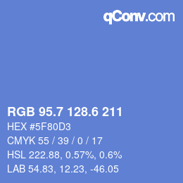 カラーコード: RGB 95.7 128.6 211 | qconv.com