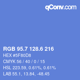カラーコード: RGB 95.7 128.6 216 | qconv.com