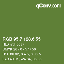 カラーコード: RGB 95.7 128.6 55 | qconv.com