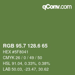 カラーコード: RGB 95.7 128.6 65 | qconv.com