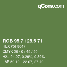 カラーコード: RGB 95.7 128.6 71 | qconv.com