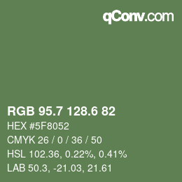 カラーコード: RGB 95.7 128.6 82 | qconv.com