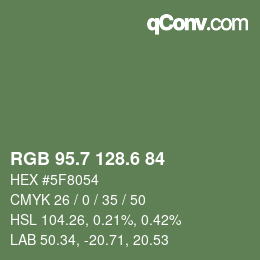 カラーコード: RGB 95.7 128.6 84 | qconv.com