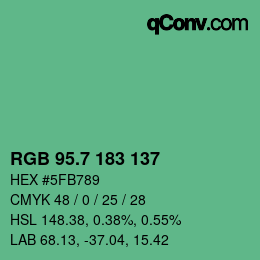 カラーコード: RGB 95.7 183 137 | qconv.com