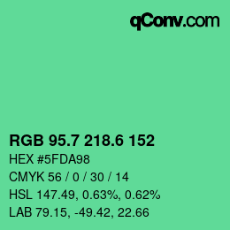 カラーコード: RGB 95.7 218.6 152 | qconv.com