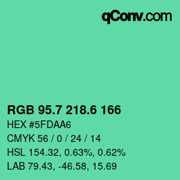 カラーコード: RGB 95.7 218.6 166 | qconv.com
