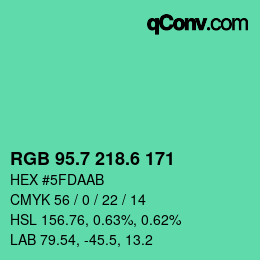 カラーコード: RGB 95.7 218.6 171 | qconv.com