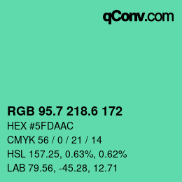 カラーコード: RGB 95.7 218.6 172 | qconv.com
