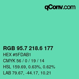 カラーコード: RGB 95.7 218.6 177 | qconv.com