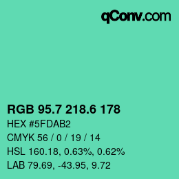 カラーコード: RGB 95.7 218.6 178 | qconv.com