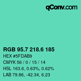 カラーコード: RGB 95.7 218.6 185 | qconv.com