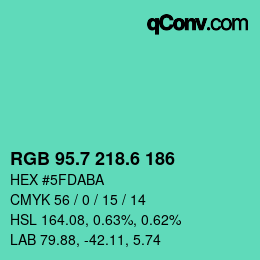 カラーコード: RGB 95.7 218.6 186 | qconv.com