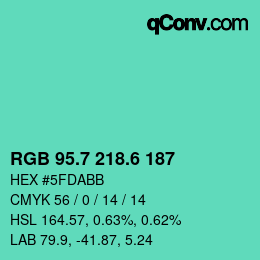 カラーコード: RGB 95.7 218.6 187 | qconv.com