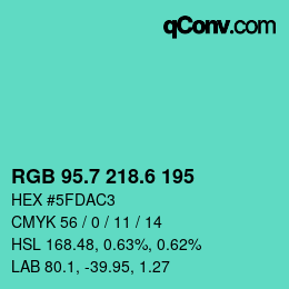 カラーコード: RGB 95.7 218.6 195 | qconv.com