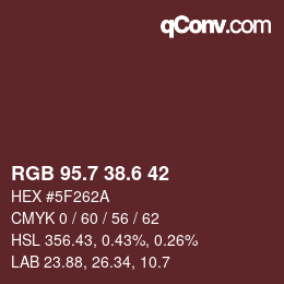 カラーコード: RGB 95.7 38.6 42 | qconv.com