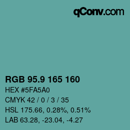 Color code: RGB 95.9 165 160 | qconv.com