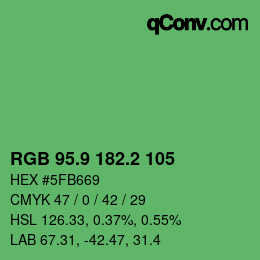 カラーコード: RGB 95.9 182.2 105 | qconv.com
