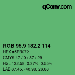 カラーコード: RGB 95.9 182.2 114 | qconv.com