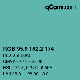 Color code: RGB 95.9 182.2 174 | qconv.com