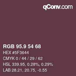 Color code: RGB 95.9 54 68 | qconv.com