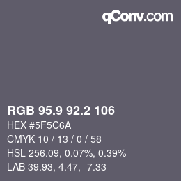 Color code: RGB 95.9 92.2 106 | qconv.com