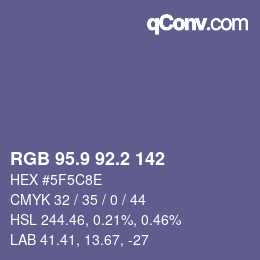 カラーコード: RGB 95.9 92.2 142 | qconv.com