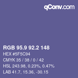 カラーコード: RGB 95.9 92.2 148 | qconv.com