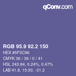 カラーコード: RGB 95.9 92.2 150 | qconv.com