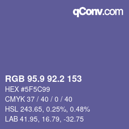 カラーコード: RGB 95.9 92.2 153 | qconv.com