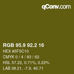 カラーコード: RGB 95.9 92.2 16 | qconv.com