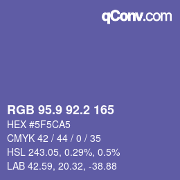 カラーコード: RGB 95.9 92.2 165 | qconv.com